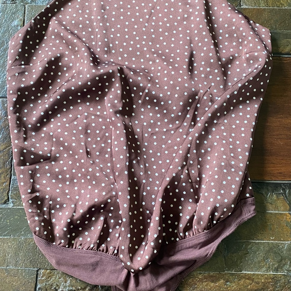 Abercrombie Brown Polka Dot Lace Top